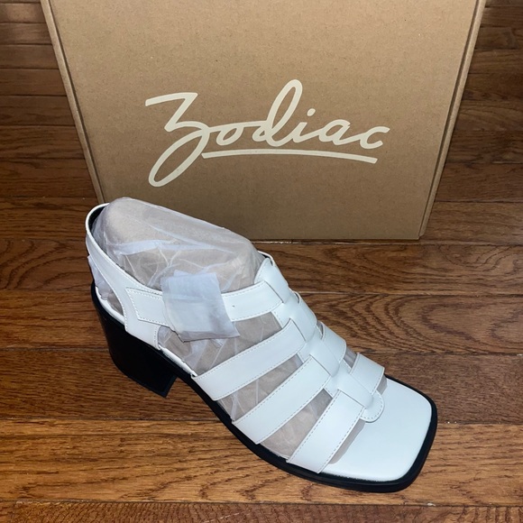 Zodiac Joleen Cage Sandals Block Heels White & Black Women’s Size 8 - Picture 2 of 13